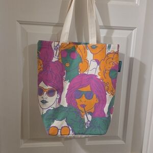 Teavana Multicolor Pop-Art Canvas Tote in Pink, Orange, Green